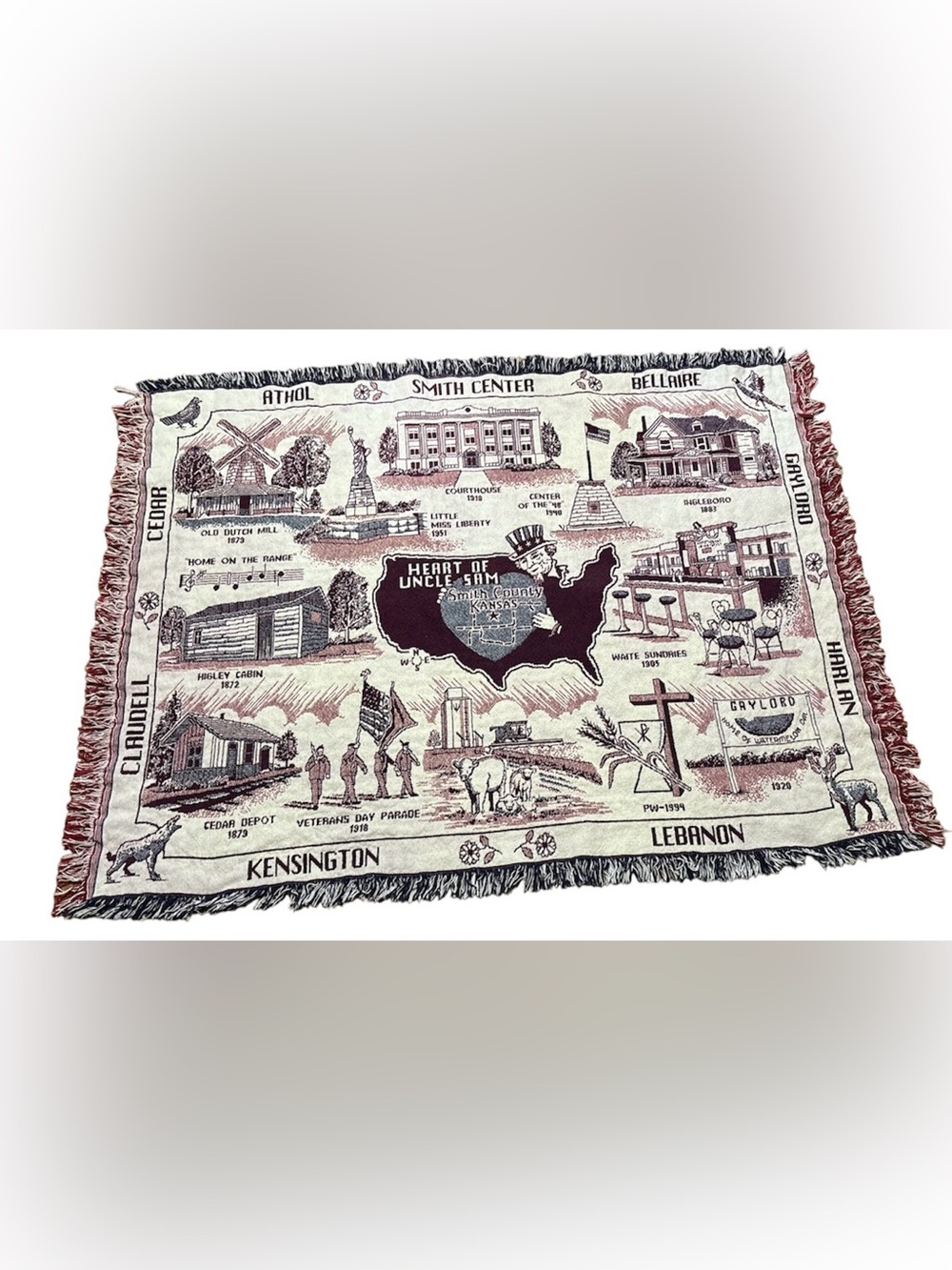 Vintage Kansas - Smith County TapestryThrow 60”x45”
